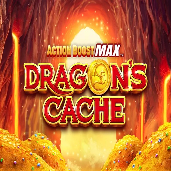 Action Boost Max Dragon's Cache logo by SpinPlay Games at LeoVegas Casino